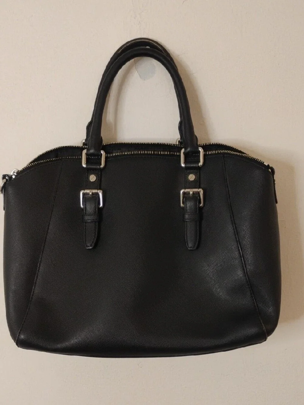 Authentic Michael Kors Black Ciara Bag with Silver Hardware and MK Charm
